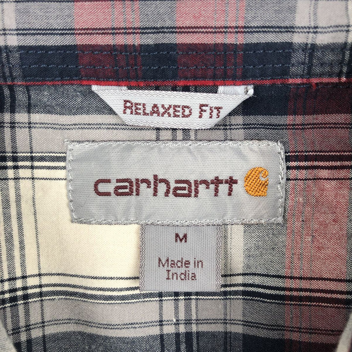 Carhartt Relaxed Fit Check Pattern Short Sleeve Work Shirt, Men's Medium cotton red type Vintage Second Hand