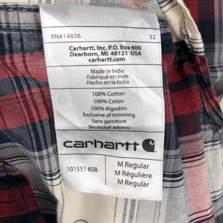Carhartt Relaxed Fit Check Pattern Short Sleeve Work Shirt, Men's Medium cotton red type Vintage Second Hand