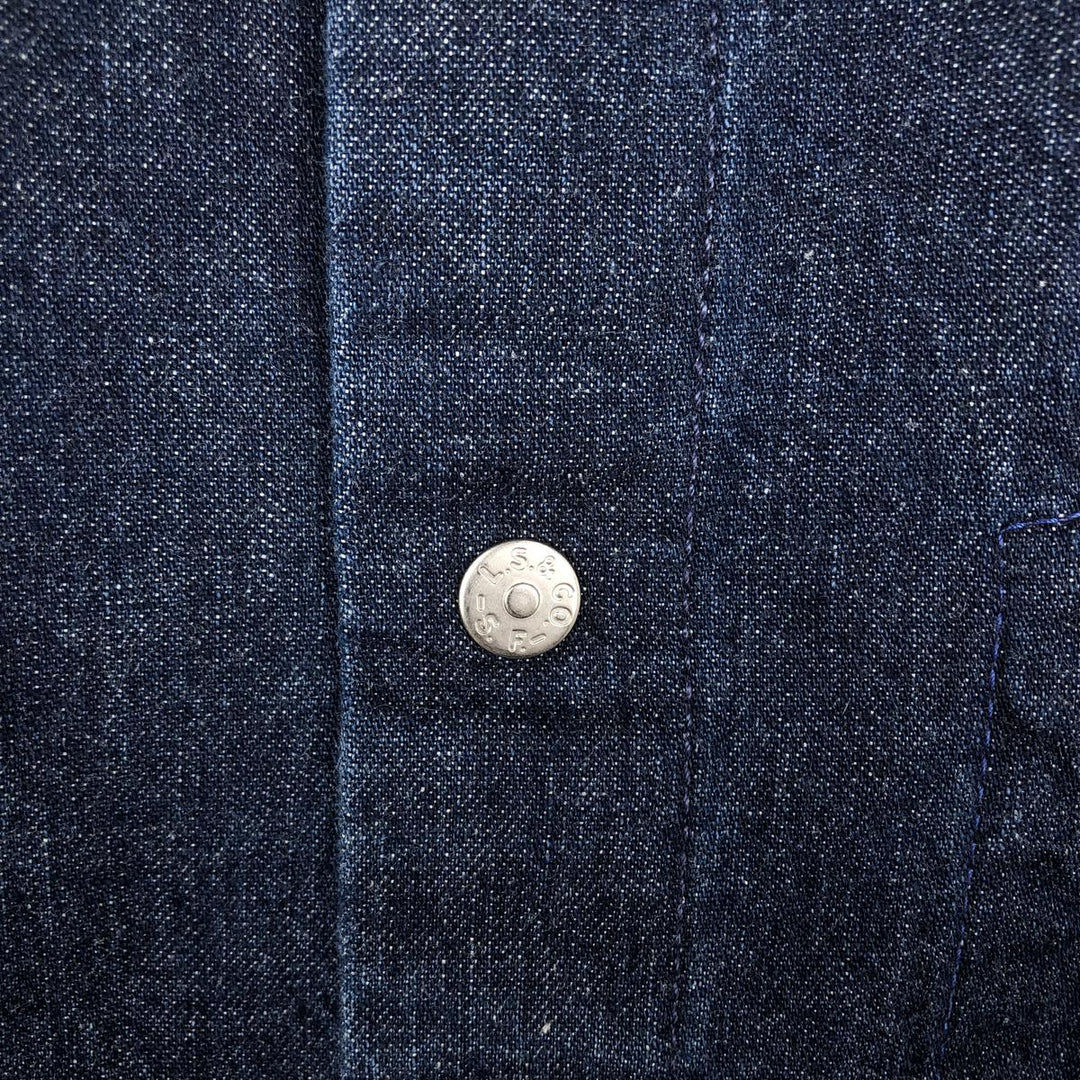 Levi's RED TAB Euro Model Denim Short-Sleeve Work Shirt, Men's Size L (approx.) cotton Navy blue Vintage Second Hand