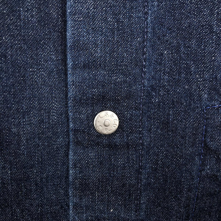 Levi's RED TAB Euro Model Denim Short-Sleeve Work Shirt, Men's Size L (approx.) cotton Navy blue Vintage Second Hand