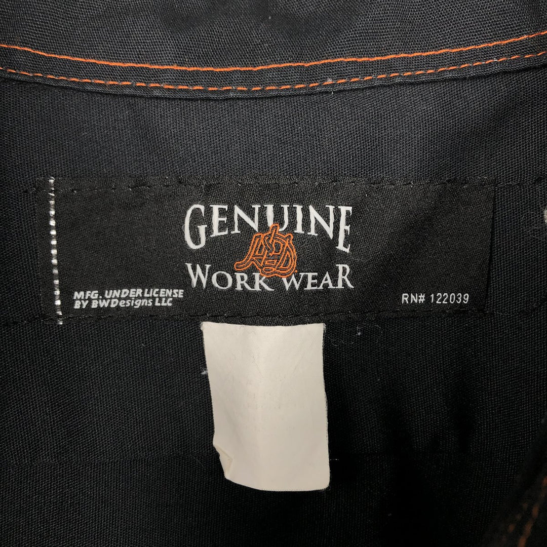 Harley-Davidson GENUINE WORK WEAR Hidden Button-Down Short-Sleeve Work Shirt, Men's Size M (approx.) unclear black type Vintage Second Hand