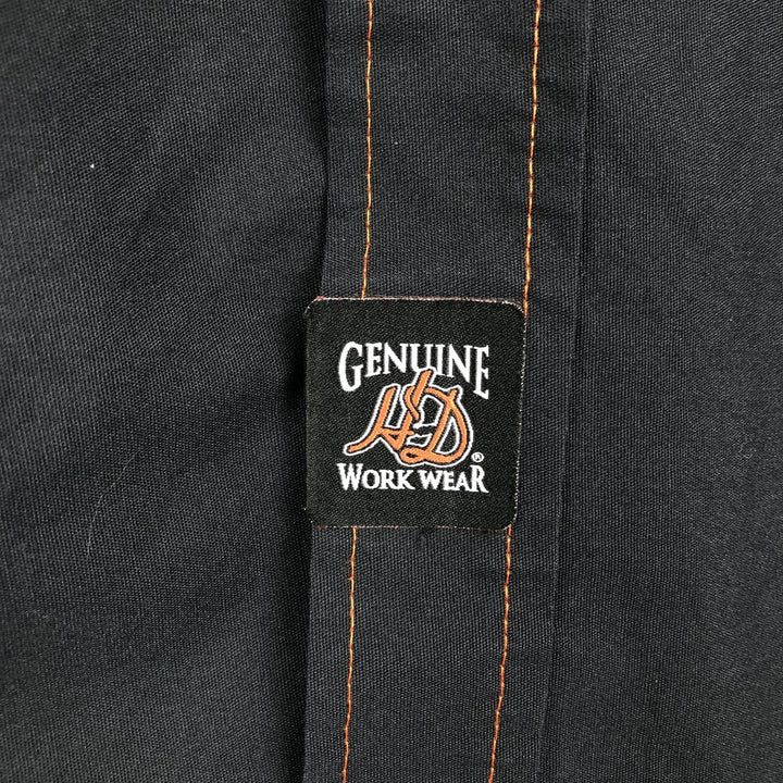 Harley-Davidson GENUINE WORK WEAR Hidden Button-Down Short-Sleeve Work Shirt, Men's Size M (approx.) unclear black type Vintage Second Hand