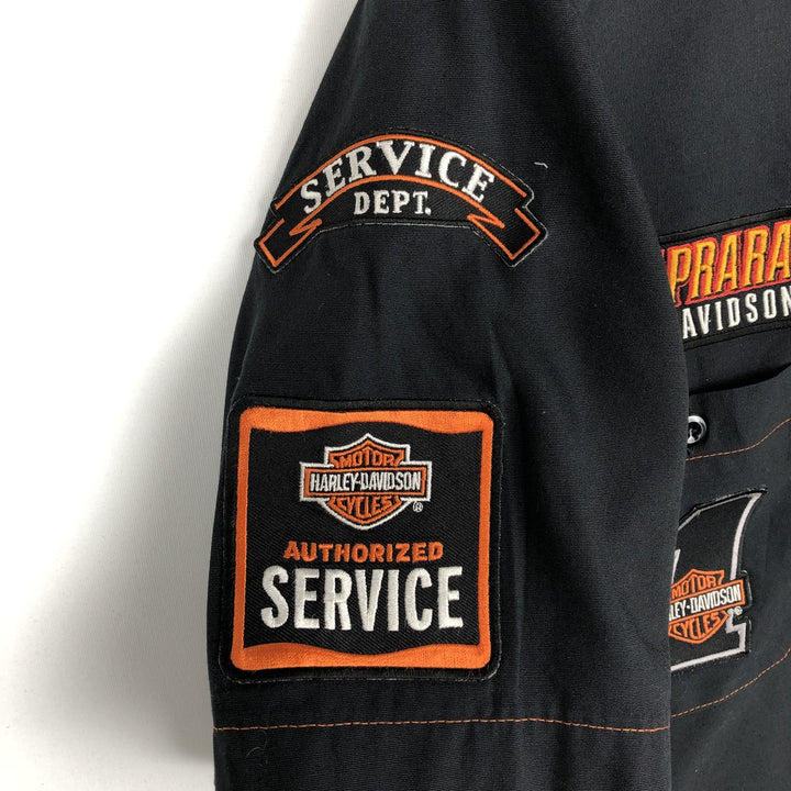 Harley-Davidson GENUINE WORK WEAR Hidden Button-Down Short-Sleeve Work Shirt, Men's Size M (approx.) unclear black type Vintage Second Hand