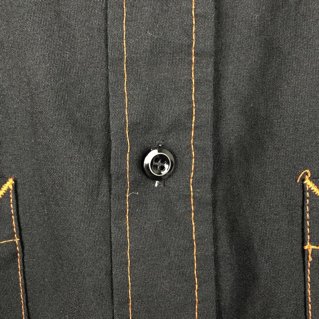 Harley-Davidson GENUINE WORK WEAR Hidden Button-Down Short-Sleeve Work Shirt, Men's Size M (approx.) unclear black type Vintage Second Hand