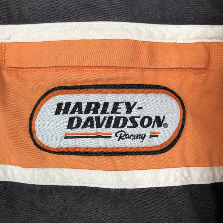 Harley-Davidson Hidden Button-Down Short Sleeve Work Shirt Box Shirt Men's Size L cotton black type Vintage Second Hand