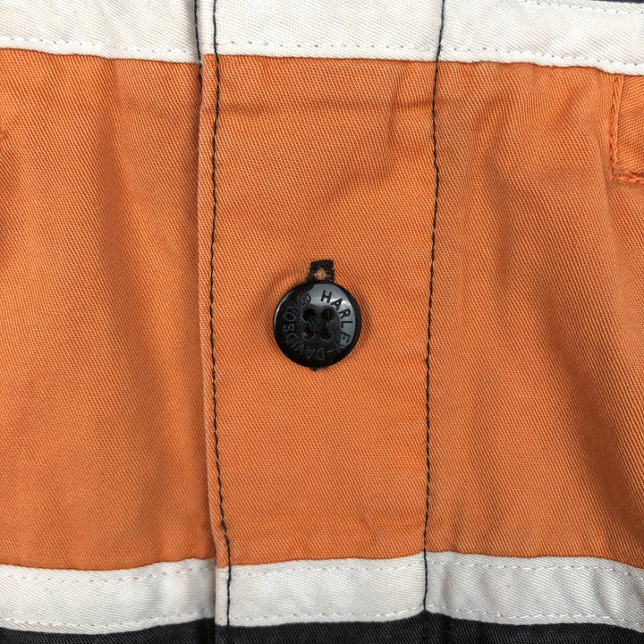 Harley-Davidson Hidden Button-Down Short Sleeve Work Shirt Box Shirt Men's Size L cotton black type Vintage Second Hand