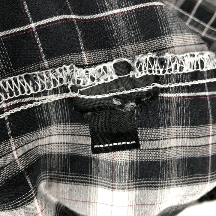 Harley-Davidson Check Pattern Hidden Button-Down Short-Sleeve Work Shirt, Men's Size M (approx.) unclear black type Vintage Second Hand