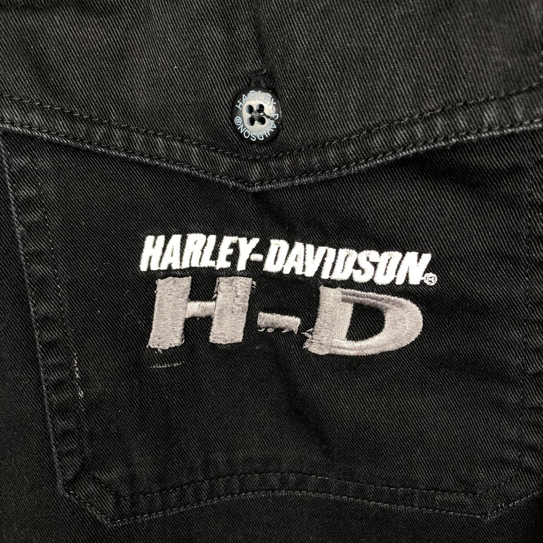 Harley-Davidson Hidden Button-Down Short Sleeve Work Shirt, Men's Size L cotton gray type Vintage Second Hand