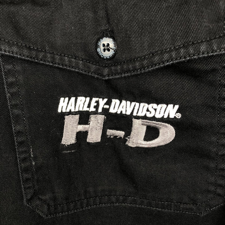 Harley-Davidson Hidden Button-Down Short Sleeve Work Shirt, Men's Size L cotton gray type Vintage Second Hand