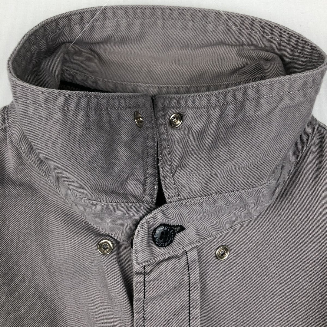 Harley-Davidson Hidden Button-Down Short Sleeve Work Shirt, Men's Size L cotton gray type Vintage Second Hand