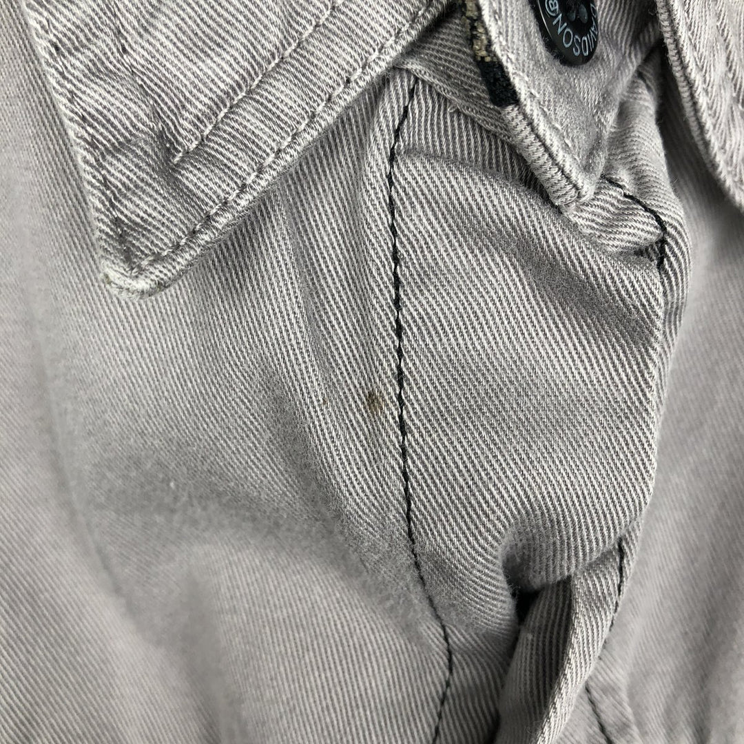 Harley-Davidson Hidden Button-Down Short Sleeve Work Shirt, Men's Size L cotton gray type Vintage Second Hand