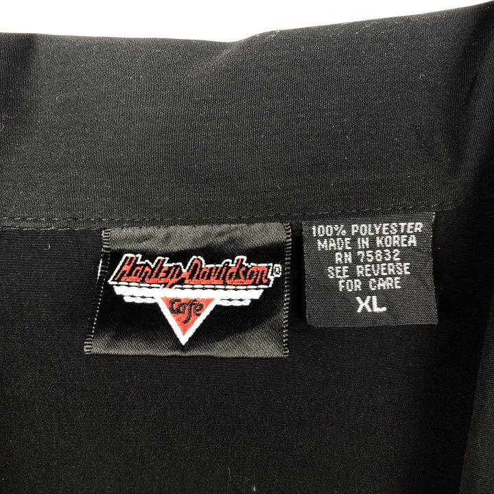 Harley-Davidson Cafe Open Collar Short Sleeve Work Shirt, Boxy Shirt, Men's Size XL (approx.) polyester black type Vintage Second Hand