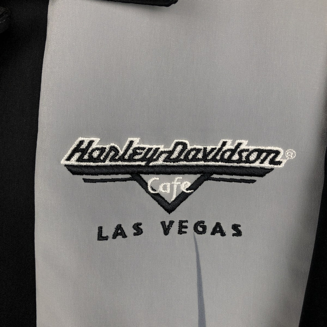 Harley-Davidson Cafe Open Collar Short Sleeve Work Shirt, Boxy Shirt, Men's Size XL (approx.) polyester black type Vintage Second Hand