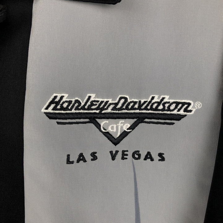 Harley-Davidson Cafe Open Collar Short Sleeve Work Shirt, Boxy Shirt, Men's Size XL (approx.) polyester black type Vintage Second Hand