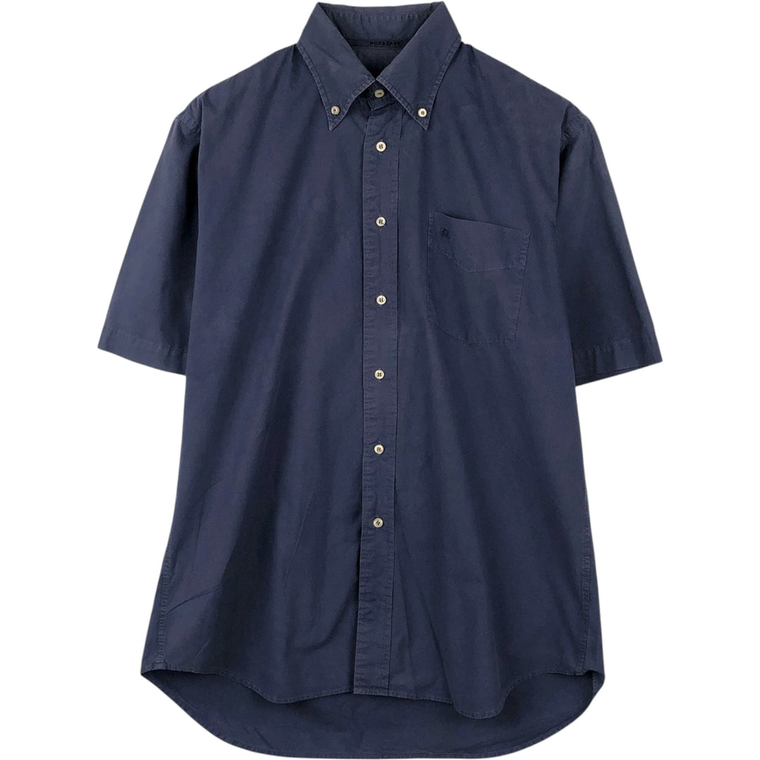 Burberry's London Short-Sleeve Button-Down Shirt, Men's Size M (approx.) unclear navy blue type Vintage Second Hand