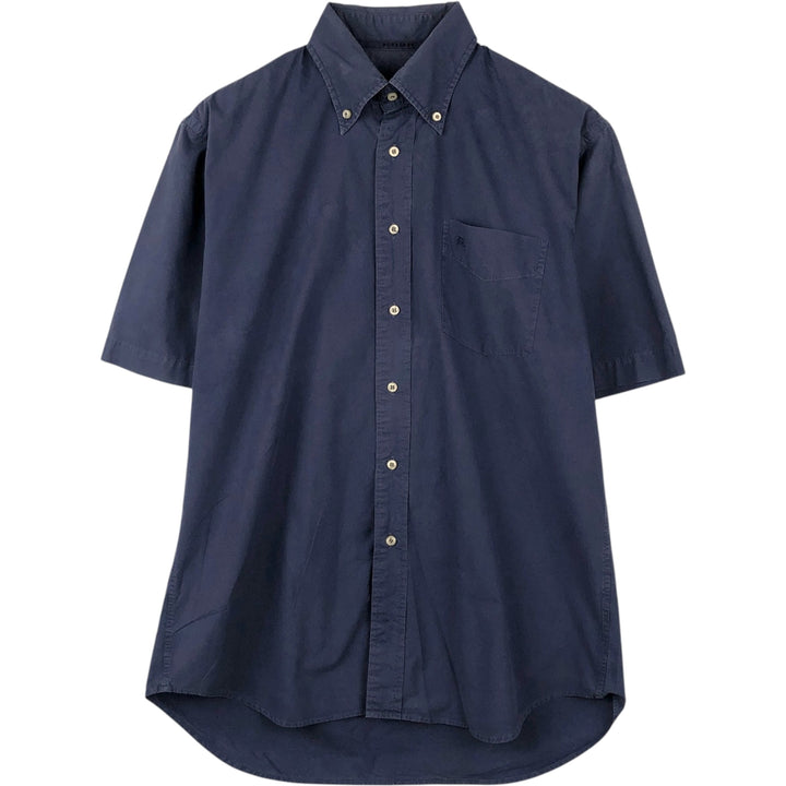 Burberry's London Short-Sleeve Button-Down Shirt, Men's Size M (approx.) unclear navy blue type Vintage Second Hand