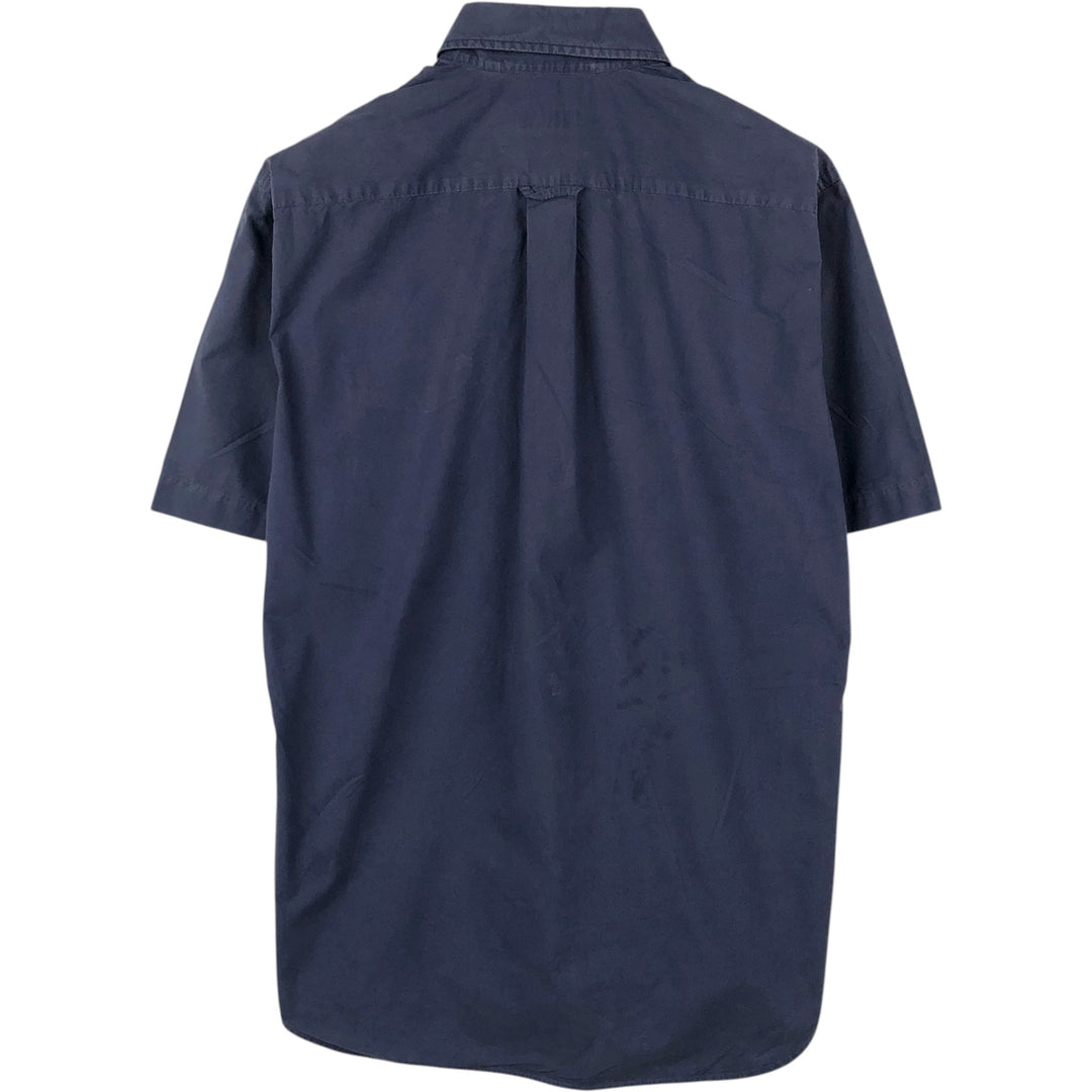 Burberry's London Short-Sleeve Button-Down Shirt, Men's Size M (approx.) unclear navy blue type Vintage Second Hand