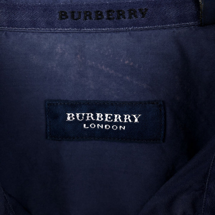 Burberry's London Short-Sleeve Button-Down Shirt, Men's Size M (approx.) unclear navy blue type Vintage Second Hand