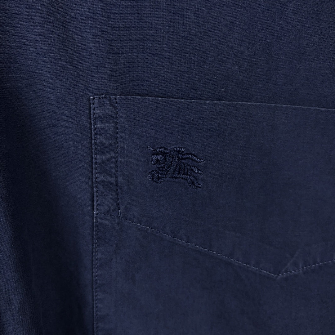 Burberry's London Short-Sleeve Button-Down Shirt, Men's Size M (approx.) unclear navy blue type Vintage Second Hand