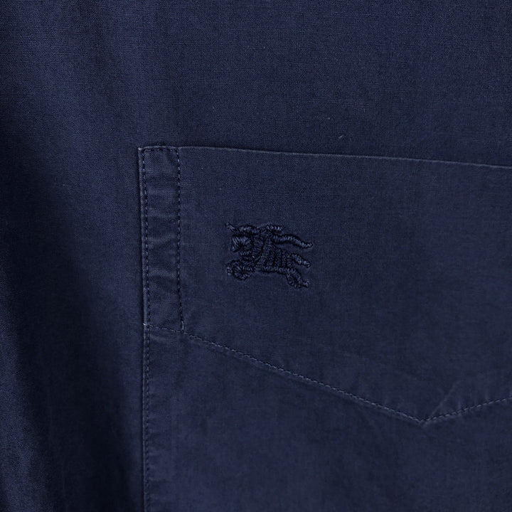 Burberry's London Short-Sleeve Button-Down Shirt, Men's Size M (approx.) unclear navy blue type Vintage Second Hand