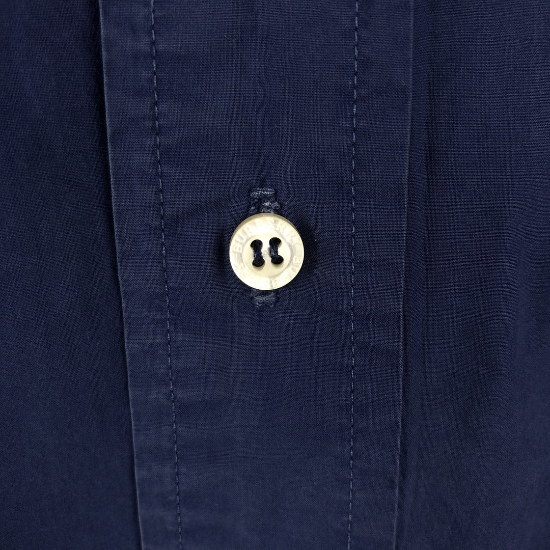 Burberry's London Short-Sleeve Button-Down Shirt, Men's Size M (approx.) unclear navy blue type Vintage Second Hand