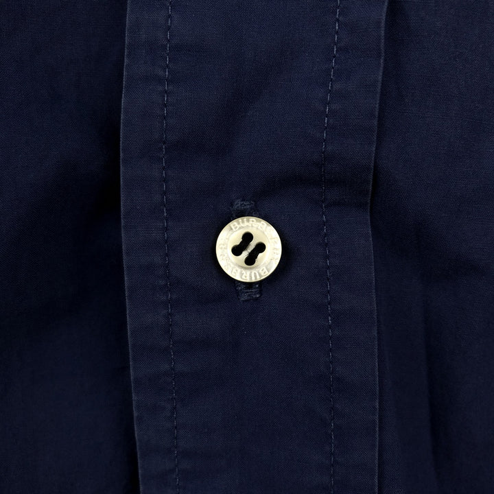 Burberry's London Short-Sleeve Button-Down Shirt, Men's Size M (approx.) unclear navy blue type Vintage Second Hand