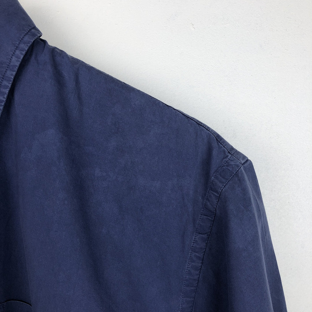 Burberry's London Short-Sleeve Button-Down Shirt, Men's Size M (approx.) unclear navy blue type Vintage Second Hand