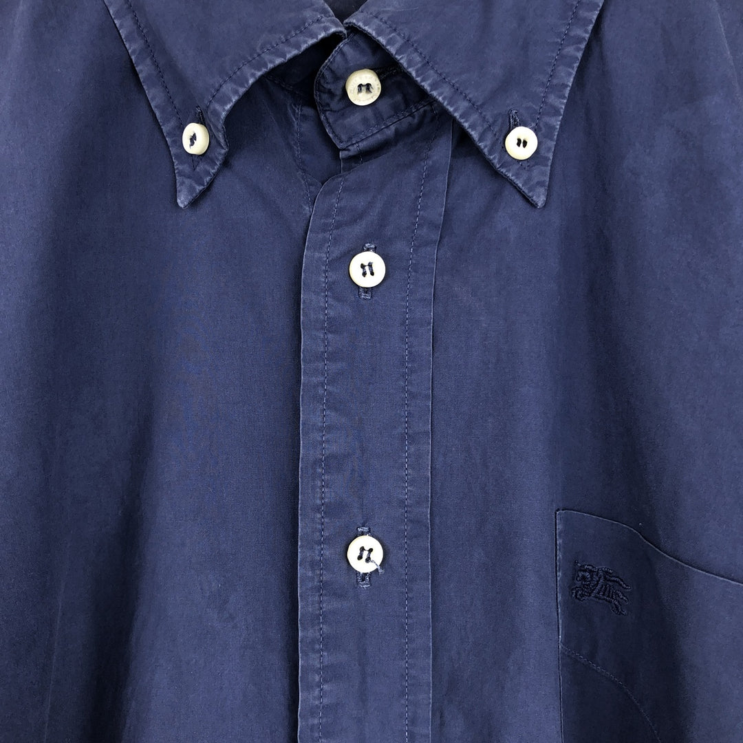 Burberry's London Short-Sleeve Button-Down Shirt, Men's Size M (approx.) unclear navy blue type Vintage Second Hand