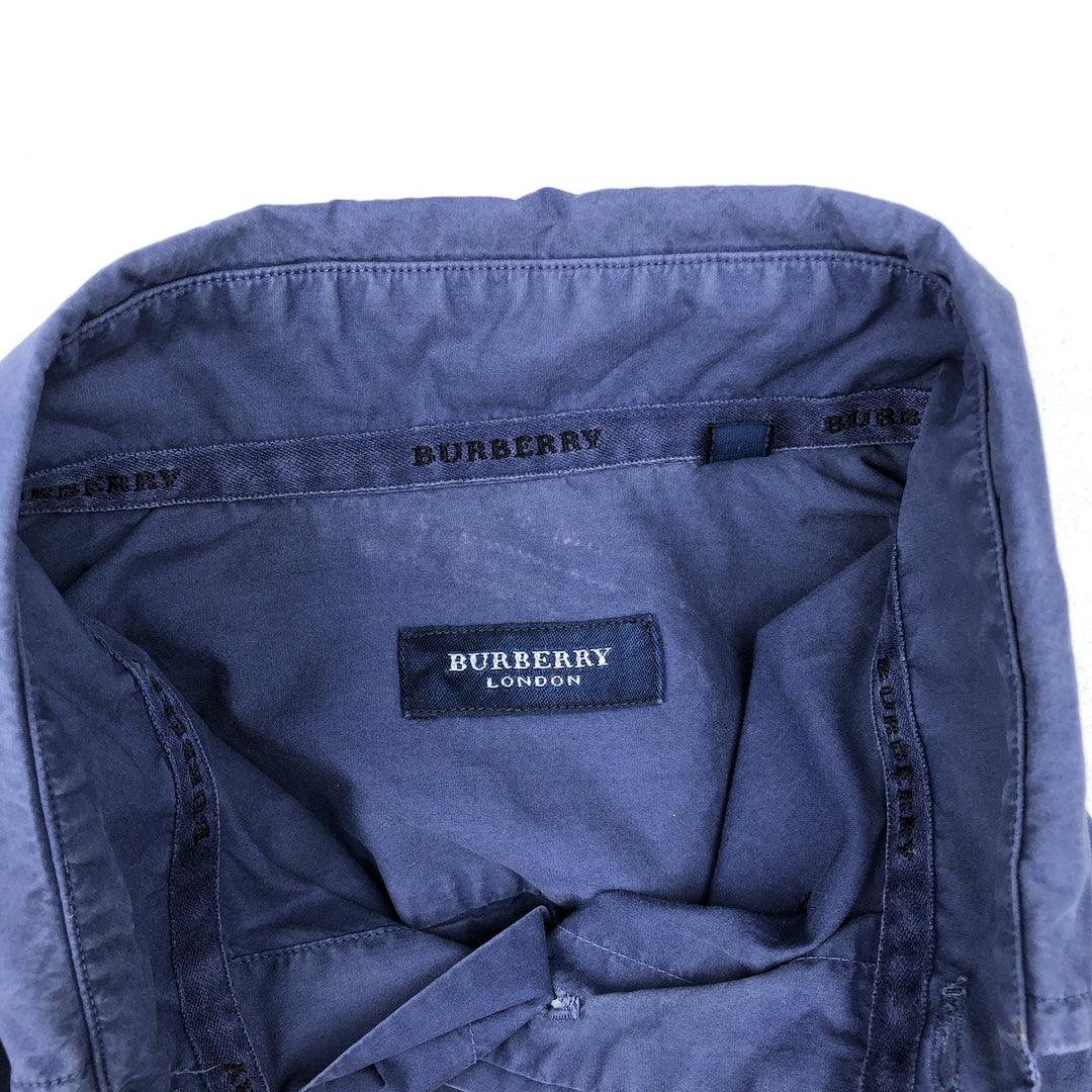 Burberry's London Short-Sleeve Button-Down Shirt, Men's Size M (approx.) unclear navy blue type Vintage Second Hand