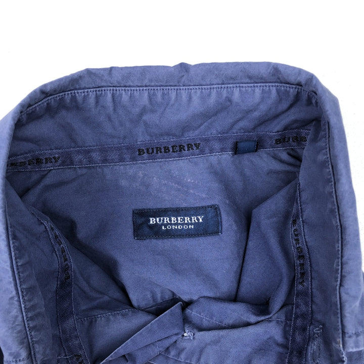 Burberry's London Short-Sleeve Button-Down Shirt, Men's Size M (approx.) unclear navy blue type Vintage Second Hand