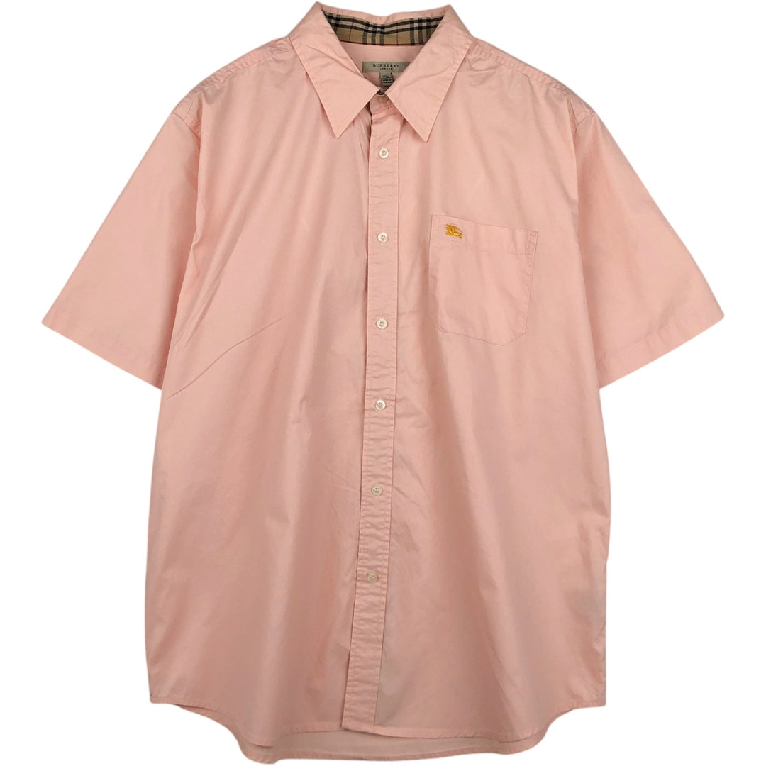 Burberry's BURBERRY LONDON Short-Sleeve Cotton Shirt, Made in England, Men's Size XL (approx.) cotton pink type Vintage Second Hand