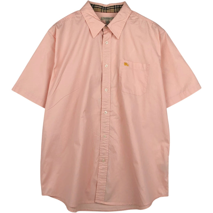Burberry's BURBERRY LONDON Short-Sleeve Cotton Shirt, Made in England, Men's Size XL (approx.) cotton pink type Vintage Second Hand