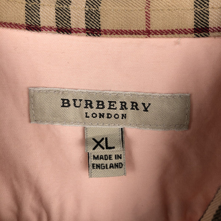 Burberry's BURBERRY LONDON Short-Sleeve Cotton Shirt, Made in England, Men's Size XL (approx.) cotton pink type Vintage Second Hand