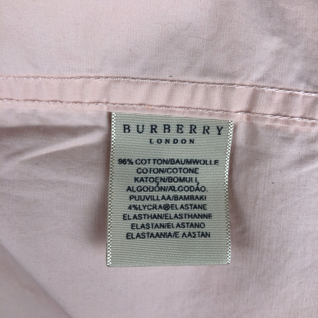 Burberry's BURBERRY LONDON Short-Sleeve Cotton Shirt, Made in England, Men's Size XL (approx.) cotton pink type Vintage Second Hand