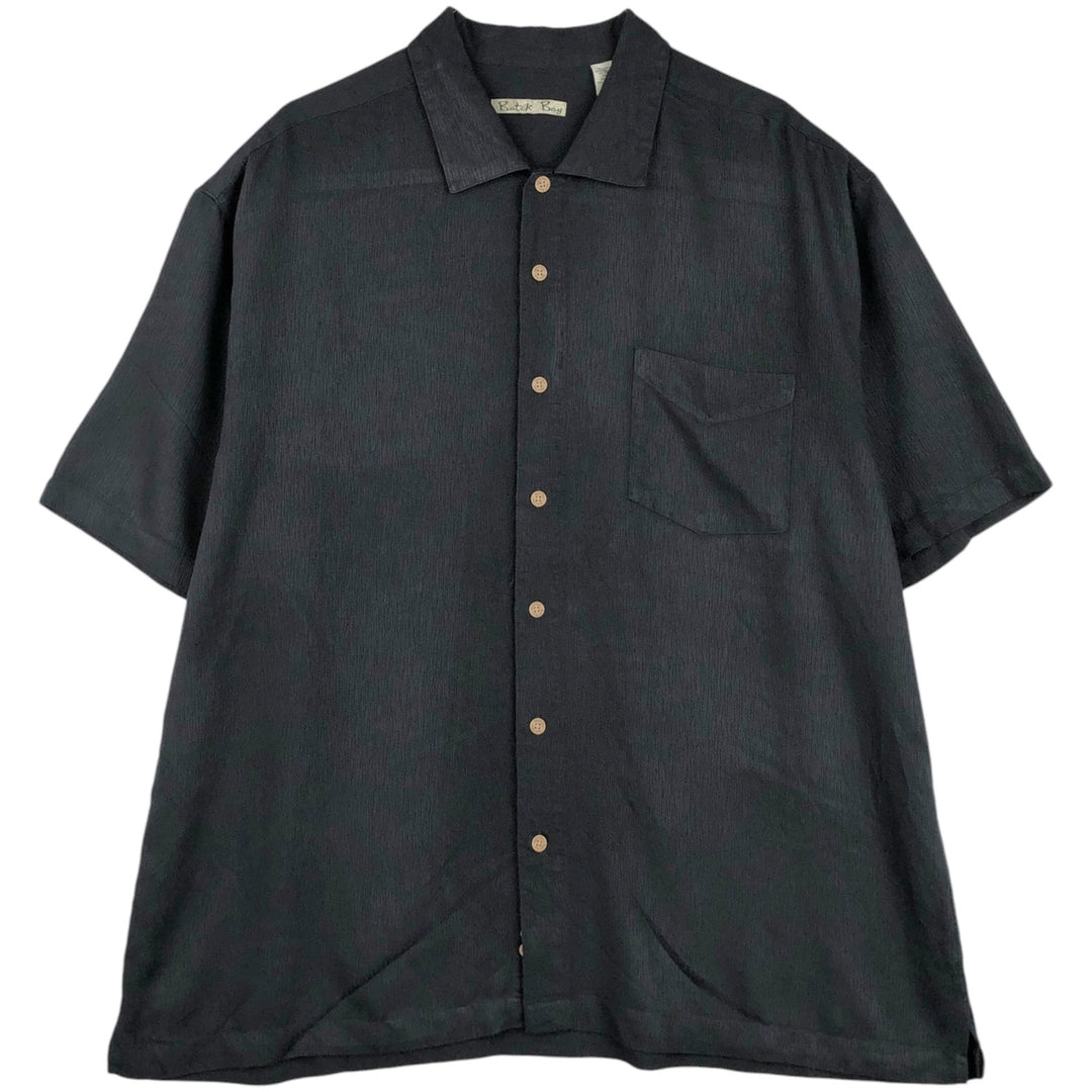 Batik Bay Wide Collar Short Sleeve Rayon Shirt, Boxy Shirt, Men's XXL Equivalent Rayon black type Vintage Second Hand