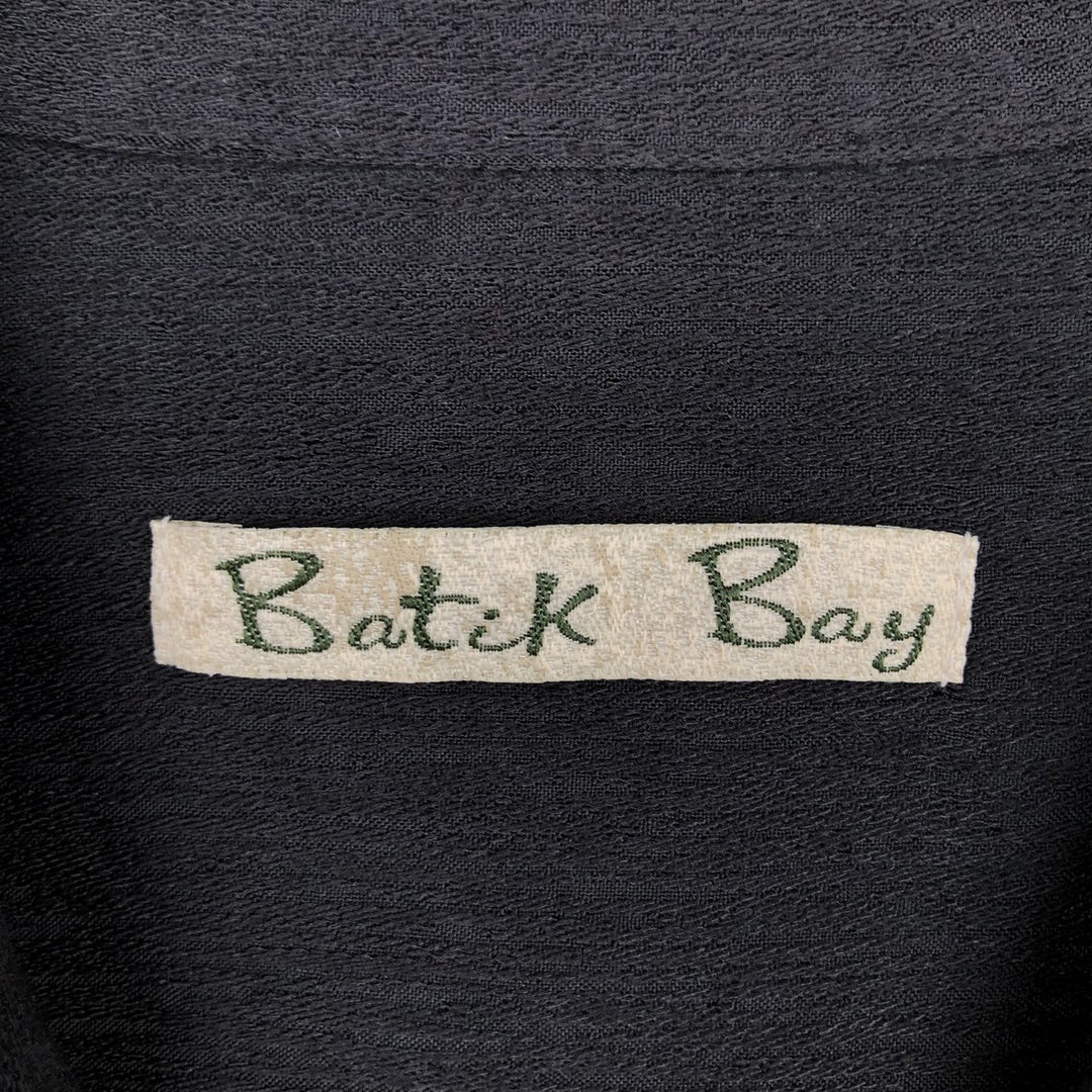 Batik Bay Wide Collar Short Sleeve Rayon Shirt, Boxy Shirt, Men's XXL Equivalent Rayon black type Vintage Second Hand