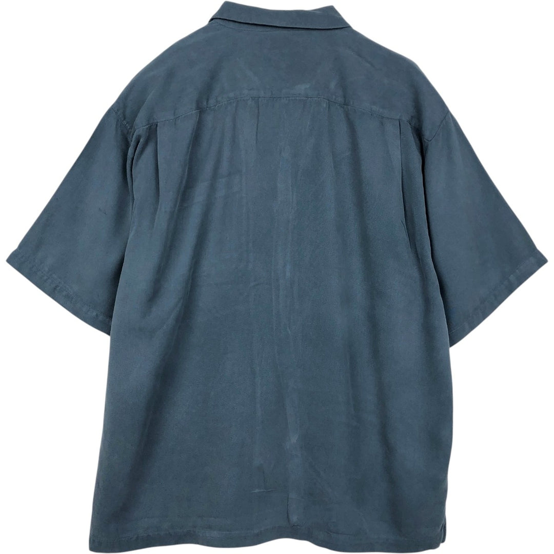 Tommy Bahama Relax Short-Sleeve Open-Collar Silk Shirt, Boxy Fit, Men's Size XL silk Charcoal Vintage Second Hand