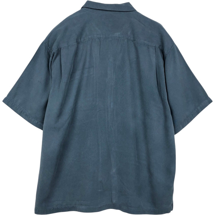 Tommy Bahama Relax Short-Sleeve Open-Collar Silk Shirt, Boxy Fit, Men's Size XL silk Charcoal Vintage Second Hand