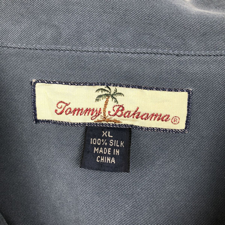 Tommy Bahama Relax Short-Sleeve Open-Collar Silk Shirt, Boxy Fit, Men's Size XL silk Charcoal Vintage Second Hand