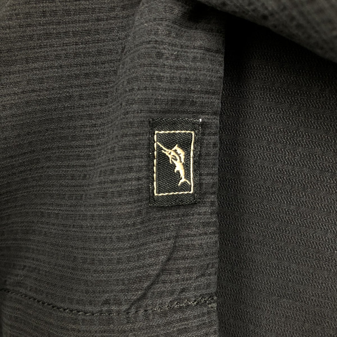 Tommy Bahama striped pattern short-sleeved open-collar silk shirt, boxy fit, men's size XL. silk black type Vintage Second Hand