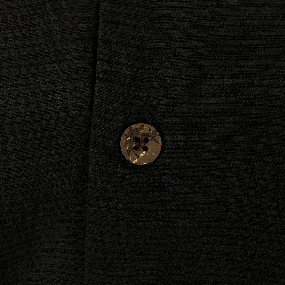 Tommy Bahama striped pattern short-sleeved open-collar silk shirt, boxy fit, men's size XL. silk black type Vintage Second Hand