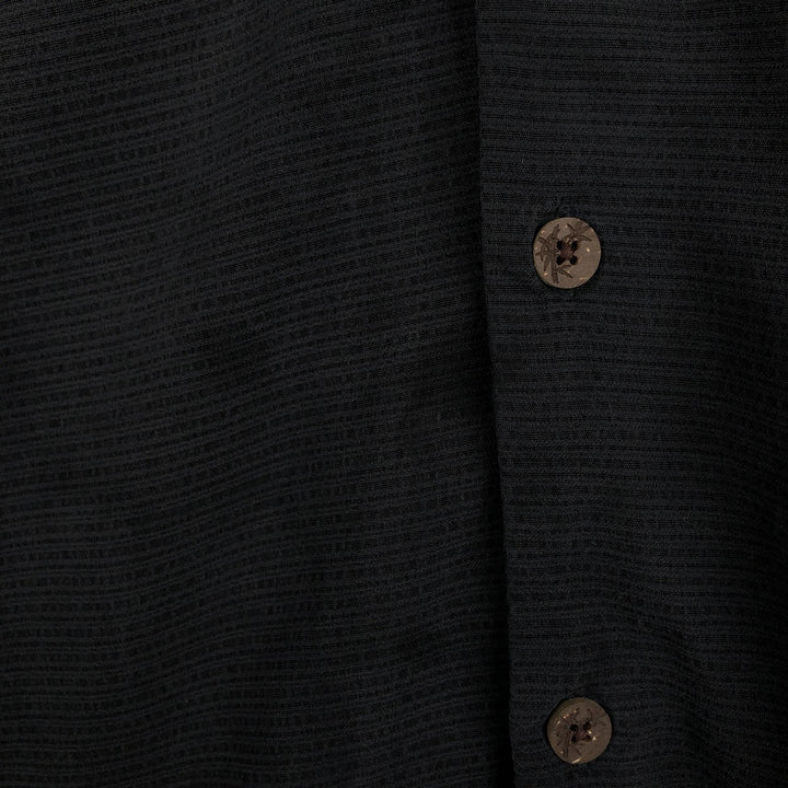Tommy Bahama striped pattern short-sleeved open-collar silk shirt, boxy fit, men's size XL. silk black type Vintage Second Hand