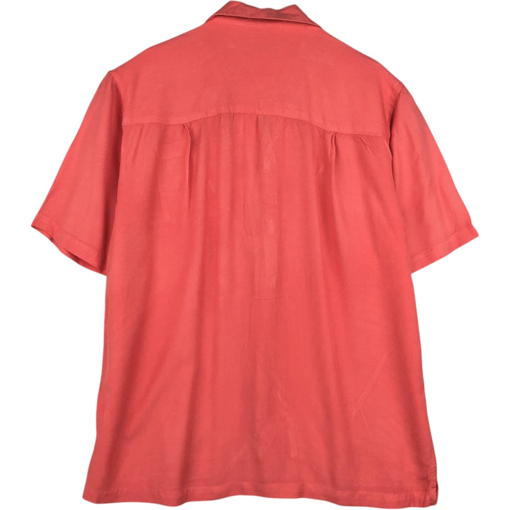 Scandia Woods Short-Sleeve Open-Collar Rayon Shirt, Men's Size L (Equivalent), Boxy Shirt Rayon pink type Vintage Second Hand