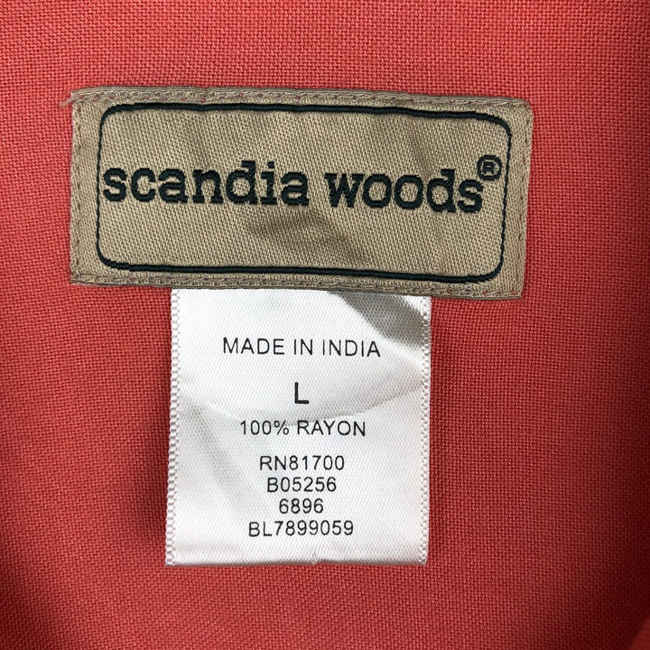 Scandia Woods Short-Sleeve Open-Collar Rayon Shirt, Men's Size L (Equivalent), Boxy Shirt Rayon pink type Vintage Second Hand