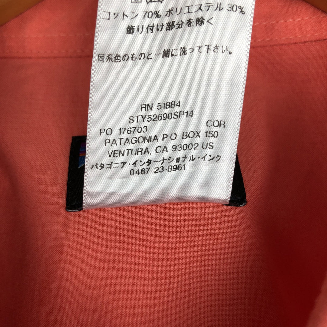 Patagonia Organic Cotton Men's Go To Shirt 52690SP14 Short Sleeve Poly-Cotton Shirt (Men's XL equivalent) Organic cotton coral Vintage Second Hand