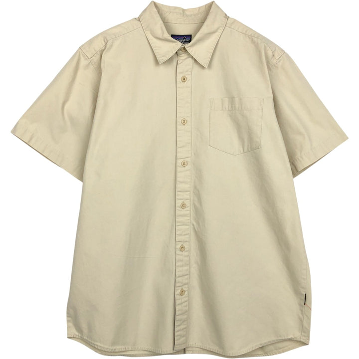 2000'S Patagonia Organic Cotton Short-Sleeve Cotton Shirt, Men's Size L (approx.) Organic cotton Beige type Vintage Second Hand