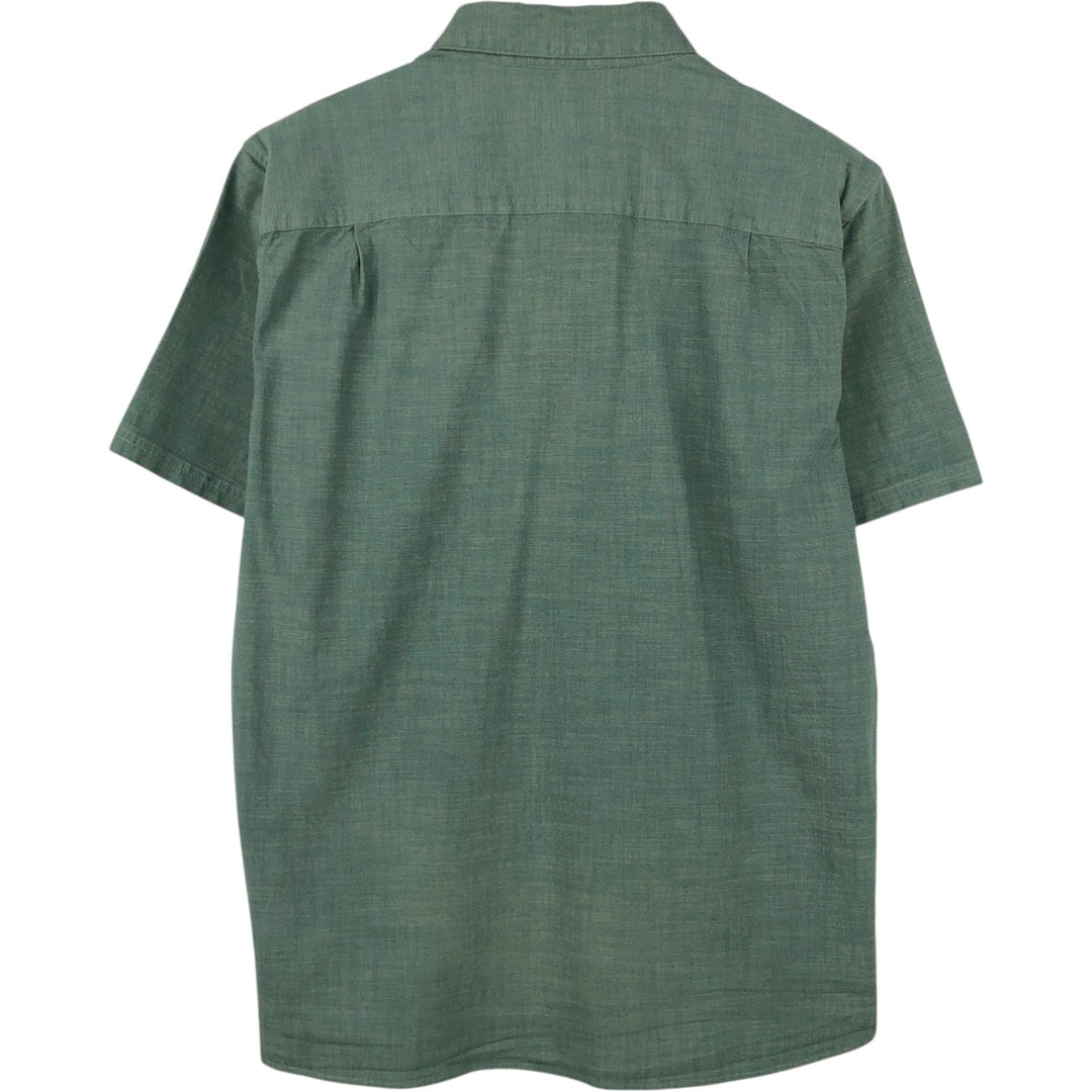 90s-00'S L.L.Bean SLIGHTLY FITTED Concealed Button-Down Short-Sleeve Button-Down Shirt, Boxy Shirt, Men's Size M (approx.) cotton green type Vintage Second Hand