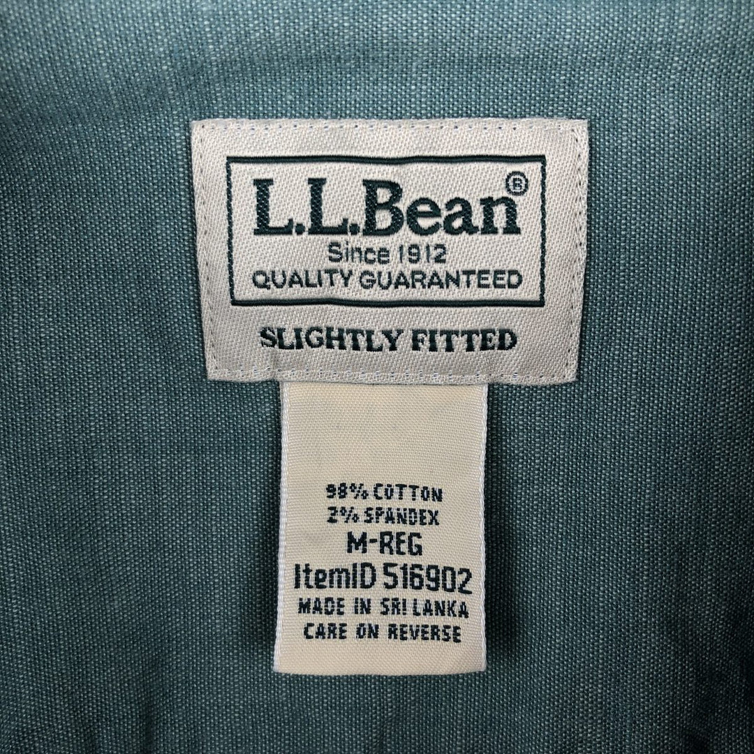 90s-00'S L.L.Bean SLIGHTLY FITTED Concealed Button-Down Short-Sleeve Button-Down Shirt, Boxy Shirt, Men's Size M (approx.) cotton green type Vintage Second Hand