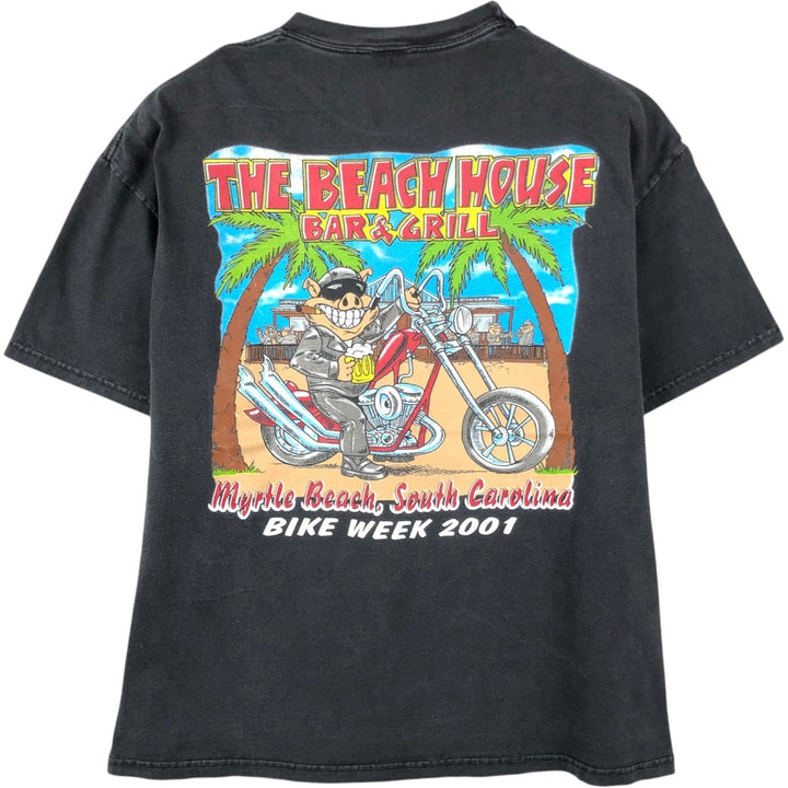 2000'S Hanes BEEFY-T Motorcycle T-shirt, Men's XL equivalent. cotton black type Vintage Second Hand