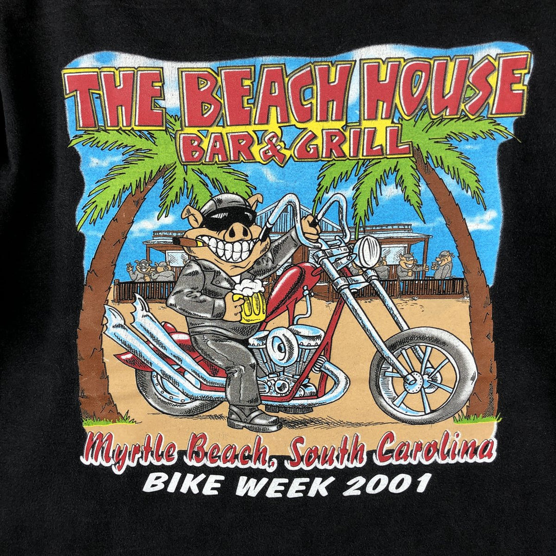 2000'S Hanes BEEFY-T Motorcycle T-shirt, Men's XL equivalent. cotton black type Vintage Second Hand